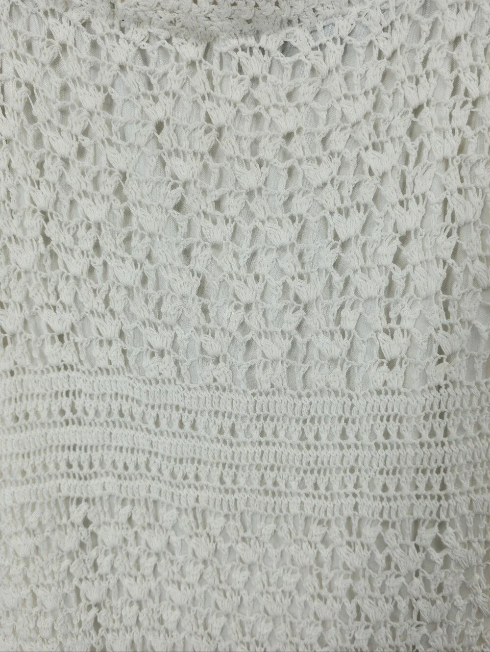 ❌️SOLD❌️M. Nicole Evening White Crochet Strapless Coastal Boho Maxi Dress Large - Picture 4 of 15